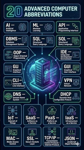 20 Advanced Computer Abbreviations Every Student Must Know | AI, Cloud & Networking Basics