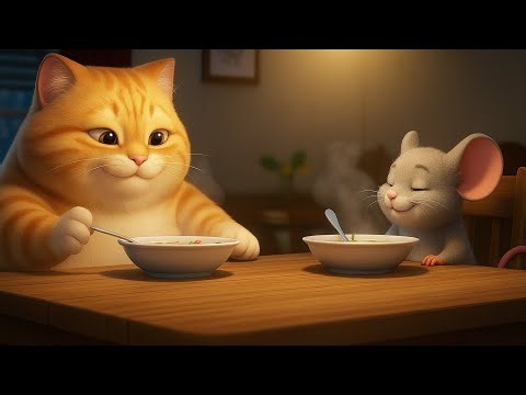 “Fat Cat & Little Mouse Dinner Story 🍲 | Funny Animal Movie Full Episode”