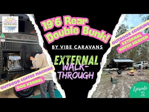 EXTERNAL WALK-THROUGH | 19’6 Rear Double Bunk Family Vibe Caravan | Coffee Machine Slide, Dog Kennel