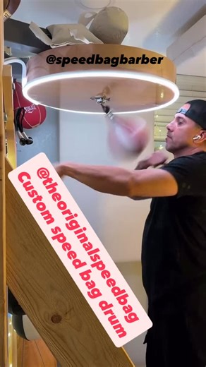 Speedbagbarber is so smooth under the speed bag drum. For those of you who live in an apartment and need some inspiration for a speed bag setup that isn’t screwed to your walls. Orion is you your man. He built his twin setups from scratch. Speed bag chill sessions are one of my favorite ways to unwind. Let the mind run free and the body goes into auto pilot. This style of bagging isn’t preparing for a fight, it’s to calm the soul. Bang on y’all! | Jeff Thrasher