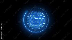 Global network connection and data connections concept. Communication technology global world network. Neon Global animation