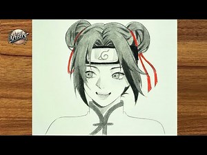 How to draw Tenten - Naruto | Anime girl sketch | Easy to draw for beginners | Tenten Naruto drawing