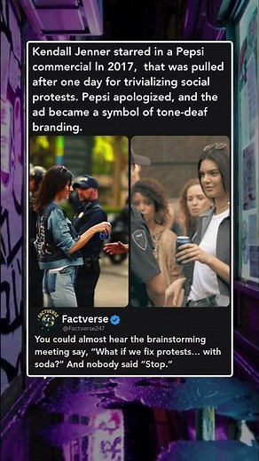 Kendall Jenner starred in a Pepsi commercial ln 2017, that was pulled after one day for trivializin