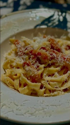Handmade Tagliatelle Carbonara 🍝Authentic Italian Recipe#shorts