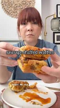 Sausage Stuffed Waffles 🧇 | hot for food #Shorts