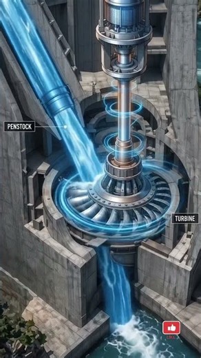 Proses Kerja Pembangkit Listrik Tenaga Air #shorts #shortvideo #turbine