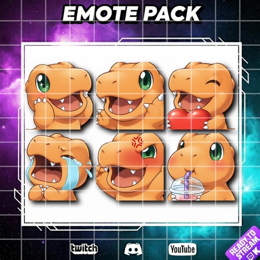 Pack of 22 Emotes and Badges Agu - Mon, Digimon Evolution Anime Chibi Twitch, Kick, Discord and Youtube High Resolution PNG Transparent Background - Etsy