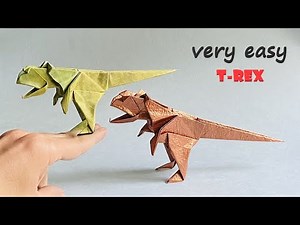 An easy origami dinosaur (tyrannosaurus), step by step tutorial