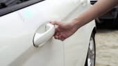 scan fingerprint biometric to access car.concept of futuristic...