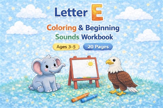 Preschool Alphabet Worksheets – Letter E Coloring & Beginning Sounds Printable | Phonics Activities Ages 3–5 - Etsy