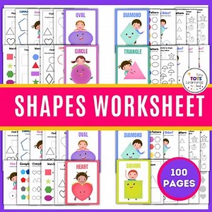 2D Shapes Worksheets and Activities for Preschool with Shape Pattern Recognition