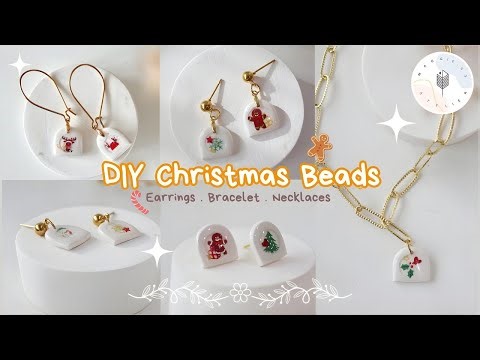 Christmas Polymer Clay Beads Tutorial | Studs & Jewelry Charms