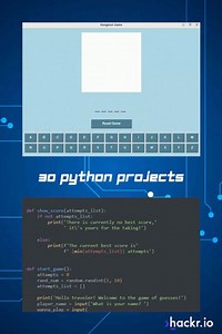 What's in your portfolio of Python projects? Here are two of my favorites. For the full list, including the source code for each of them, check my article: https://buff.ly/37YKWLw #python #pythonprogramming #pythonprojects #pythontutorials | Hackr.io