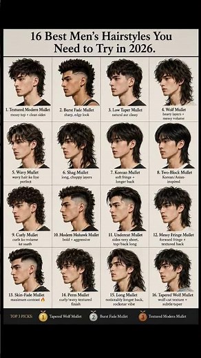 Best Mullet Hairstyles for Men 2026 | #shorts #hairstyle