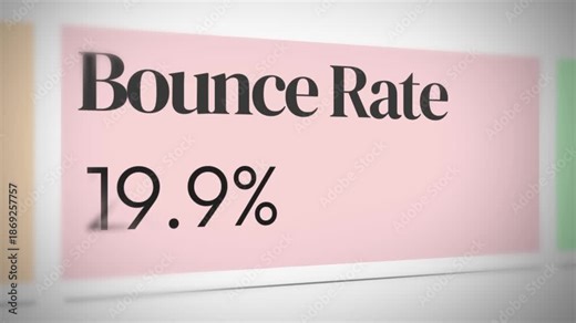 Bounce rate showing number of visiters leaving the website close up 4k animation. SEO, website, retention rate, ranking