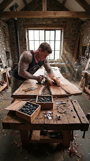 I Turned regular table in to floating pebble table