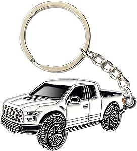F150 Keychain for Ford F-150 Key Chain and Key Fob Cover,Cool Metal Key Ring Compatible with Ford Raptor Pickup trucks Keys Decorative Accessories (White), 2.2X1.2X0.1