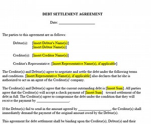Debt Settlement Agreement Template - Etsy