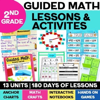 2nd Grade Guided Math Activities, Lesson Plans,Games,Anchor Charts,Word Problems