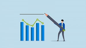 KPI, 4k animation of businessman draw expectation line on KPI graph.