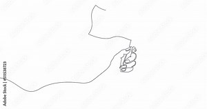 Self drawing line animation Hand Holding Flag continuous line drawn concept