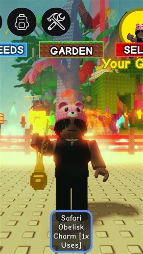 Using the Safari Obelisk Charm in Grow A Garden!