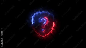 Question mark icon. problem sign. neon question mark icon animation on black background.