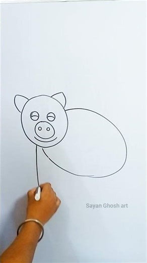 Pig Drawing 🐷 | Easy Step by Step Pig Drawing for Beginners #shortsfeed #shorts #art #draw