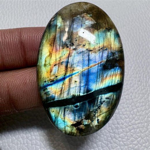 Oval Labradorite Gemstone, Hand Polished, (45x29x5mm), 61 Carat - Etsy
