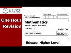 Edexcel GCSE Higher Maths Non Calc Questions 1 to 8. One hour revision.