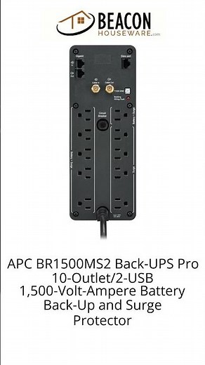 APC BR1500MS2 Back-UPS Pro 10-Outlet/2-USB 1500-Volt-Ampere Battery Back-Up and Surge Protector