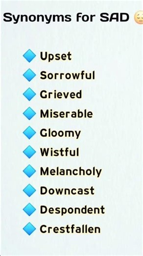 Synonyms for Sad 😞 #LearnEnglish #ESL
