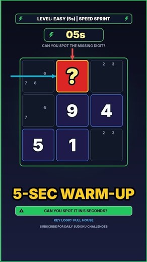 Can You Spot The Only Number in 5 Seconds 😱 #sudoku #braintestsolution