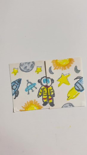 space oil pastel theme 2 papers 4 sides 🪐⋆｡°✩ #oilpastel #spaceart #art #drawing #easydrawing #fypシ #xybca