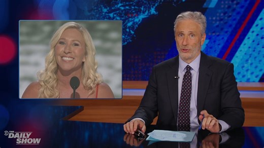 You can see MTG’s body rejecting the RNC's "unity theme" in real time | The Daily Show