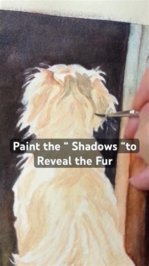 Paint the shadows, not every hair ✍️ #watercolor #watercolortips #dogart