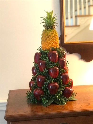 Colonial Style Apple Cone Centerpiece: Faux Fruit & Magnolia Table Decoration - Etsy