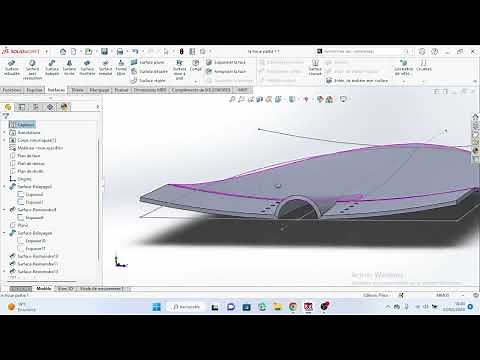 surfacique sur SolidWorks tutoriel pour débutant surface : extrude , balayée , lissée , frontière