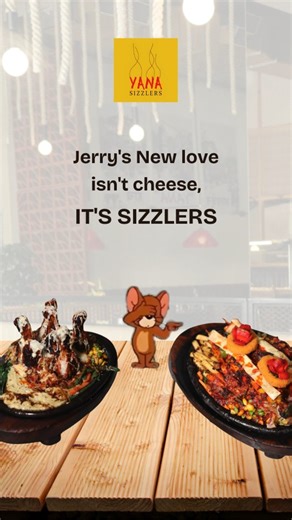 Jerry’s new crush? Not cheese… It’s the sizzle, the smoke, the drama on our hot plates. 🔥🍽️ | Yana Sizzlers