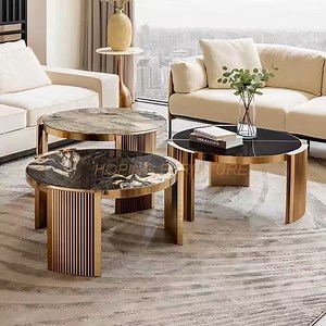 [Hot Item] Modern Hotel Round Center Table Set Home Furniture Slate Marble Coffee Table for Sale
