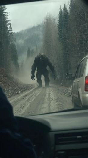 Security Camera Films Large Hairy Creature Crossing Logging Road in British Columbia
