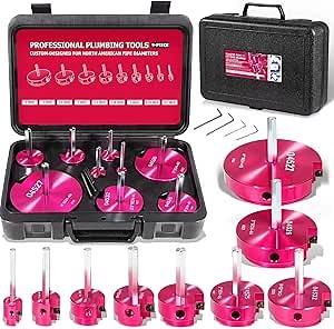 9Pcs PVC Pipe Fitting Reamer Kit - Complete Plastic Reamer Set Fits into Standard 1/2" Drills Contains 1/2", 3/4'', 1'', 1-1/4", 1-1/2'', 2'', 2-1/2", 3'' and 4'' for PVC, SCH40, ABS, CPVC