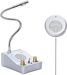 ChunHee Window Speaker Intercom System,Dual-Way Intercom System for Business Anti-Interference Intercommunication Microphone and Speaker Window Counter Intercom for Bank/Office/Hospital/Ticket Booth