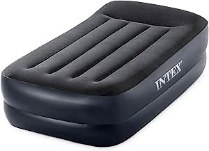 Intex Raised Airbed Mattress with Built-in Pump, Dura-Beam Plus Pillow, Twin - Portable Inflatable Luxury Blow-Up Bed for Adults, Camping, Guests