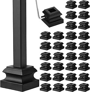 18 Pcs Iron Baluster Shoes Bulk Stair Flat Shoe with Screw 1/2 Inch Flat Square Baluster Shoe Stair for Staircase Scroll Basket Twist Knuckle Staircase Metal, Satin Black