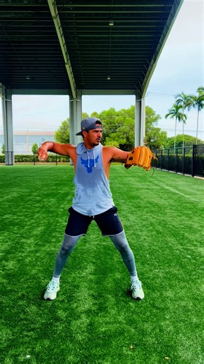 Lessonbygonzo on Instagram: "Throwing drill to work on hip + shoulder separation which increases velocity. 1.Start palms down, elbows up. 2.Ball then goes straight up while hips turn and glove slightly tucks, feeling separation of upper half and lower half. Think, hips are pointing forward towards your target while shoulders stay square (rubber band effect). 3.Front side doesn’t fly open when turning. Keep the glove tucked. Share, Save & Use It Later 😎 #throwing #InfieldWork #BaseballTraining #