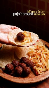 Tiny, unsalted ghee'er luchi, alubhaja, and naru wins the best pujor prosad award from me 💖 Shubho Deepabali ✨️ Deets: For luchi, you just need all-purpose flour, water, and bengali brown ghee. Just make these luchi tiny. A bit smaller than momo wrappers. For aloo bhaja, it's just julienned potatoes and ghee for frying. No salt. I've shared the naru recipe before. Check the reel dated 27th October 2023 (on Instagram) #justanothercook | Just another cook