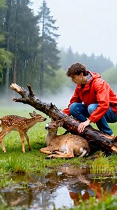 5.3M views · 155K reactions | During a heavy rainstorm, a young deer...