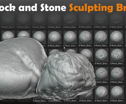 ArtStation - Rock And Stone Brushes For Blender. Asset Browser. | Brushes