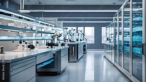 Advanced bioinformatics lab with genetic data screens